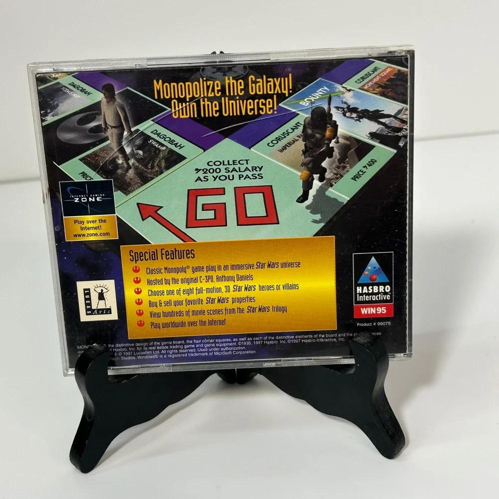 Monopoly Star Wars CD-ROM PC Game‎ 1997 Windows 95 LucasArts Hasbro Vintage 90s
